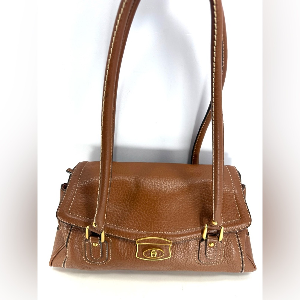Vintage Etienne Aigner Elegant Genuine Leather Satchel Handbag